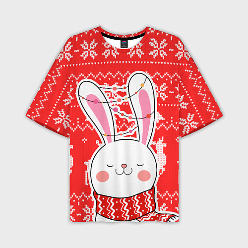 Мужская футболка оверсайз Новогодний свитер с символом года / 3D-принт – фото 1