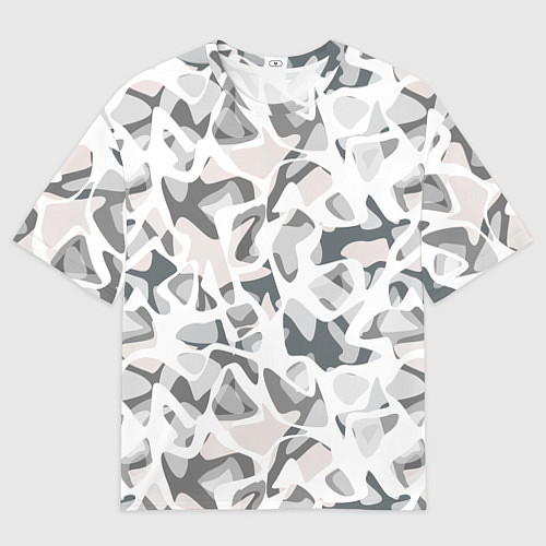 Мужская футболка оверсайз Абстрактный пятнистый узор Камуфляж зимний / 3D-принт – фото 1