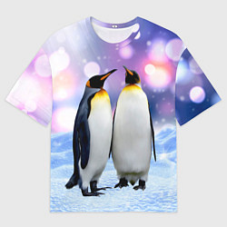 Футболка оверсайз мужская Пингвины на снегу, цвет: 3D-принт