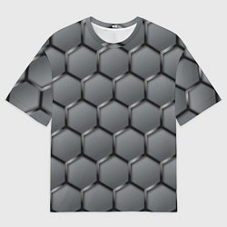 Футболка оверсайз мужская Стальные шестигранники на сером фоне, цвет: 3D-принт