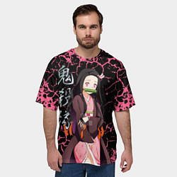 Футболка оверсайз мужская Незуко Камадо - сестра Танджиро, цвет: 3D-принт — фото 2