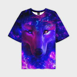 Мужская футболка оверсайз Волшебный звездный волк