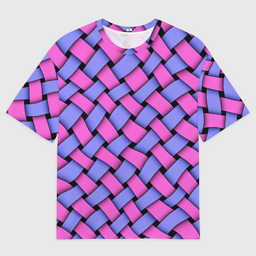 Мужская футболка оверсайз Фиолетово-сиреневая плетёнка - оптическая иллюзия / 3D-принт – фото 1
