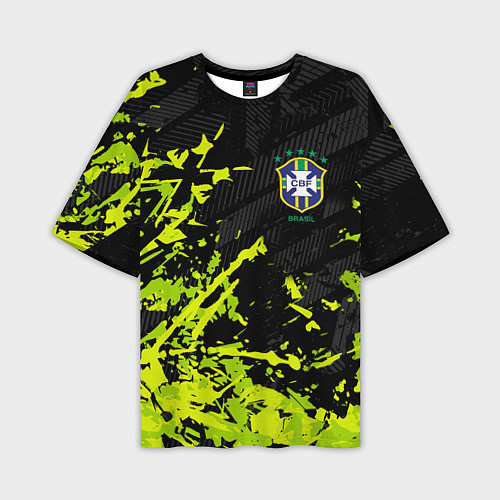 Мужская футболка оверсайз Сборная Бразилия пятна / 3D-принт – фото 1