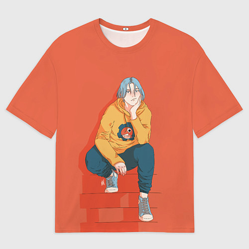 Мужская футболка оверсайз Ланга на ступеньках / 3D-принт – фото 1