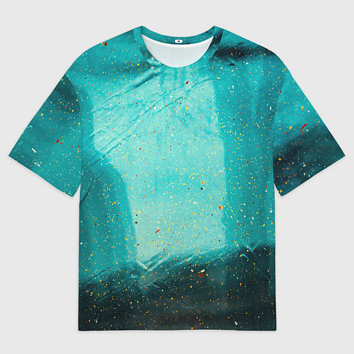 Мужская футболка оверсайз Сине-зелёный туман и мазки красок / 3D-принт – фото 1