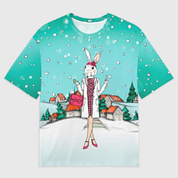 Мужская футболка оверсайз Зайчиха модница