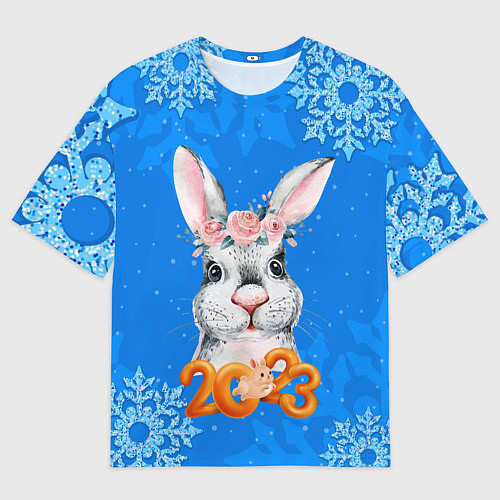Мужская футболка оверсайз Символ 2023 года - кролик / 3D-принт – фото 1