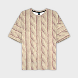 Футболка оверсайз мужская Светлый вязаный свитер, цвет: 3D-принт