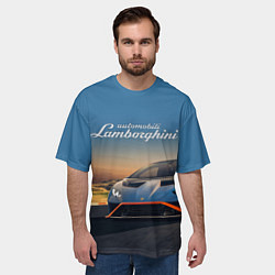 Футболка оверсайз мужская Lamborghini Huracan STO - car racing, цвет: 3D-принт — фото 2