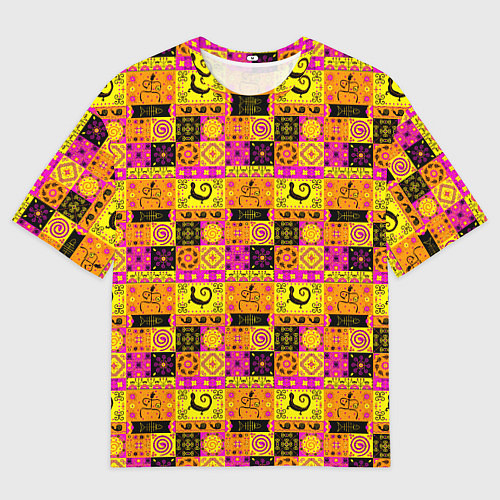 Мужская футболка оверсайз Colored patterned ornament / 3D-принт – фото 1