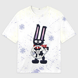 Мужская футболка оверсайз Черный кролик c рулём