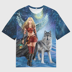 Мужская футболка оверсайз Фэнтези зимние супергерои