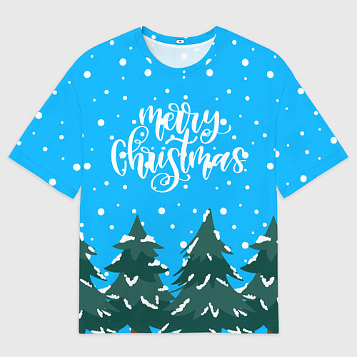 Мужская футболка оверсайз Merry christmas - Ёлочки / 3D-принт – фото 1