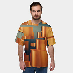 Футболка оверсайз мужская Золотые геометрические слитки, цвет: 3D-принт — фото 2