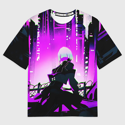 Мужская футболка оверсайз Люси нетраннер - фиолетовый / 3D-принт – фото 1