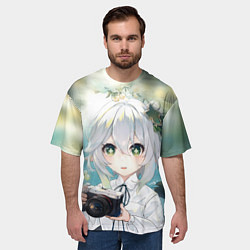 Футболка оверсайз мужская Нахида с фотоаппаратом, цвет: 3D-принт — фото 2