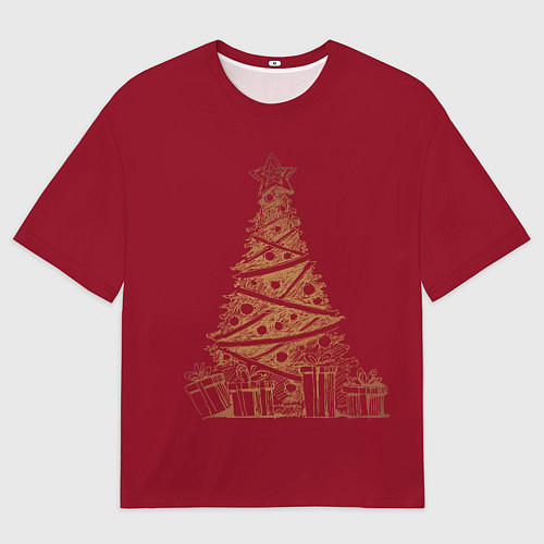 Мужская футболка оверсайз Новогодняя ёлка / 3D-принт – фото 1
