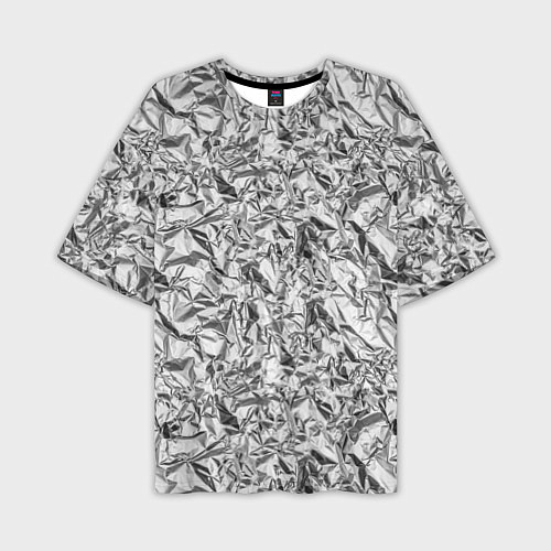 Мужская футболка оверсайз Текстура мятой алюминиевой фольги / 3D-принт – фото 1