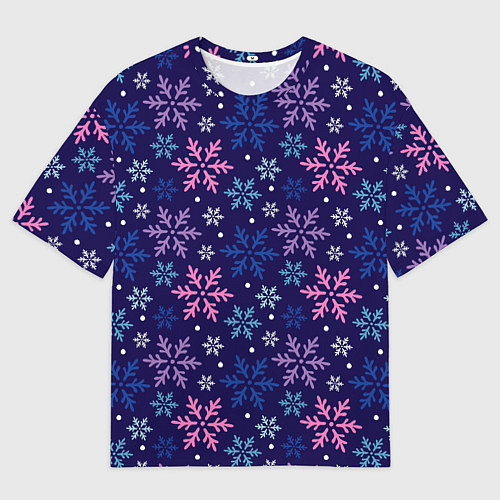 Мужская футболка оверсайз Снежинки ночные / 3D-принт – фото 1