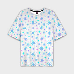Мужская футболка оверсайз Разноцветные звезды на белом фоне