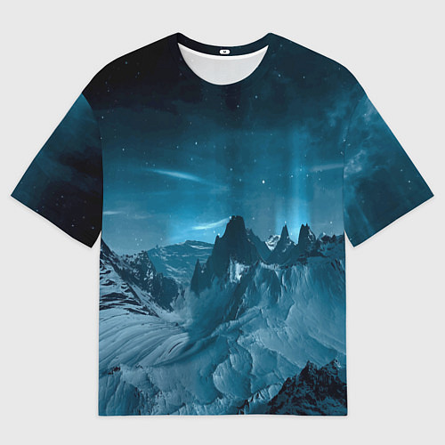 Мужская футболка оверсайз Снежные горные вершины / 3D-принт – фото 1