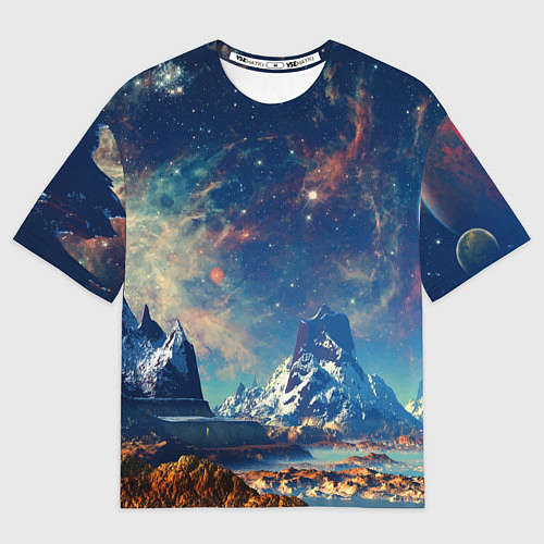 Мужская футболка оверсайз Горы и бескрайний космос / 3D-принт – фото 1