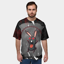 Футболка оверсайз мужская Черный кролик вопит как сумасшедший, цвет: 3D-принт — фото 2
