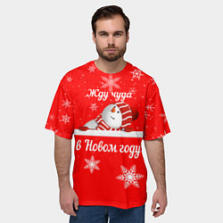 Футболка оверсайз мужская Снеговик ждёт чуда, цвет: 3D-принт — фото 2