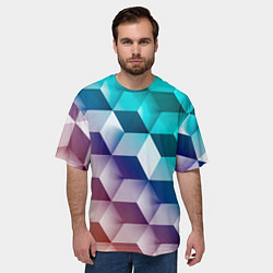 Футболка оверсайз мужская Объёмные разноцветные кубы, цвет: 3D-принт — фото 2