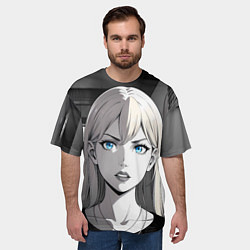Футболка оверсайз мужская Нейросеть - аниме блондинка, цвет: 3D-принт — фото 2
