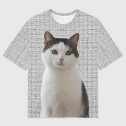 Футболка оверсайз мужская Задумчивый котик, цвет: 3D-принт