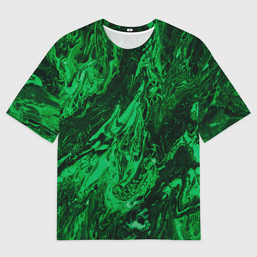 Мужская футболка оверсайз Зелёные краски во тьме / 3D-принт – фото 1