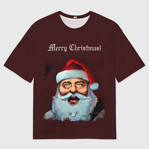 Мужская футболка оверсайз Светящийся Санта Клаус / 3D-принт – фото 1