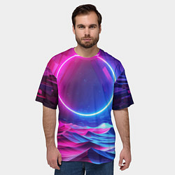 Футболка оверсайз мужская Круг и разноцветные кристаллы - vaporwave, цвет: 3D-принт — фото 2