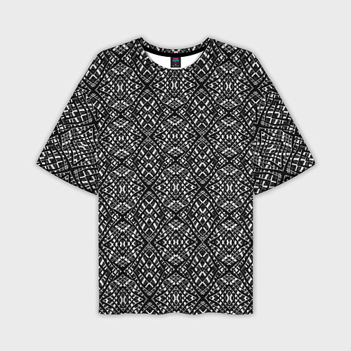 Мужская футболка оверсайз Черно-белый геометрический узор Скандинавия / 3D-принт – фото 1