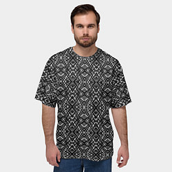 Футболка оверсайз мужская Черно-белый геометрический узор Скандинавия, цвет: 3D-принт — фото 2