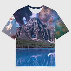 Футболка оверсайз мужская Горы и лес у озера, цвет: 3D-принт
