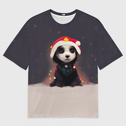 Футболка оверсайз мужская Пёсель - панда в колпаке, цвет: 3D-принт