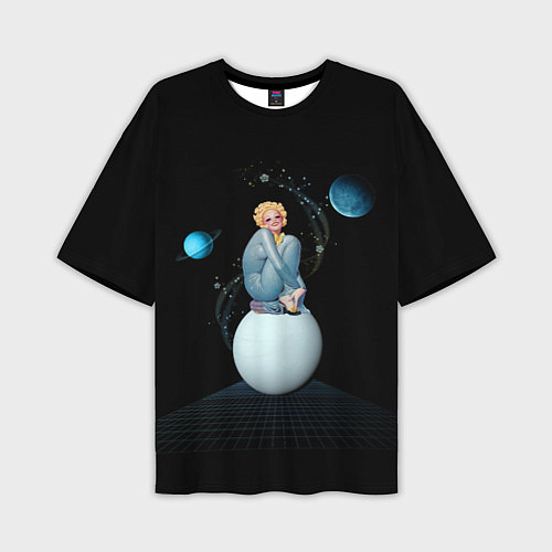 Мужская футболка оверсайз Pinup женщина на Луне / 3D-принт – фото 1