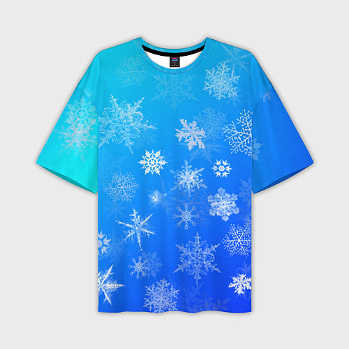 Мужская футболка оверсайз Снежинки в небе / 3D-принт – фото 1
