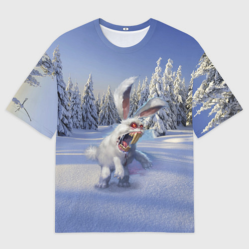 Мужская футболка оверсайз Свирепый новогодний зайчара / 3D-принт – фото 1