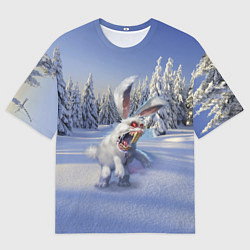 Мужская футболка оверсайз Свирепый новогодний зайчара