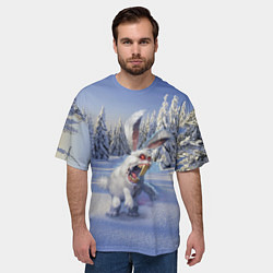 Футболка оверсайз мужская Свирепый новогодний зайчара, цвет: 3D-принт — фото 2