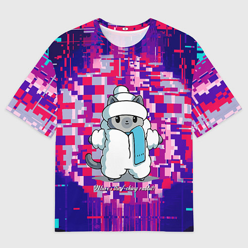 Мужская футболка оверсайз Кот потерял своего друга - кролика / 3D-принт – фото 1