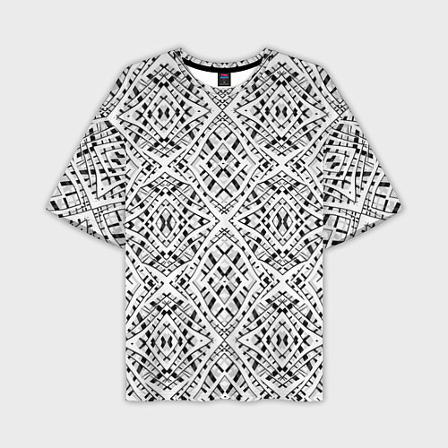Мужская футболка оверсайз Геометрический узор в серо белых тонах / 3D-принт – фото 1