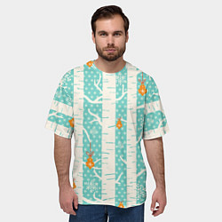 Футболка оверсайз мужская Новогодние берёзки, цвет: 3D-принт — фото 2