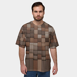 Футболка оверсайз мужская Геометрические тёмные прямоугольники и кубы, цвет: 3D-принт — фото 2