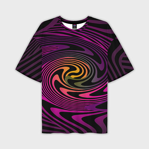 Мужская футболка оверсайз Бордово черный абстрактный узор спираль / 3D-принт – фото 1