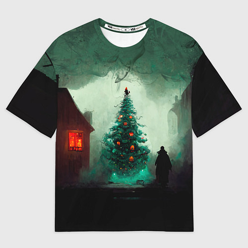 Мужская футболка оверсайз Тёмное рождество / 3D-принт – фото 1